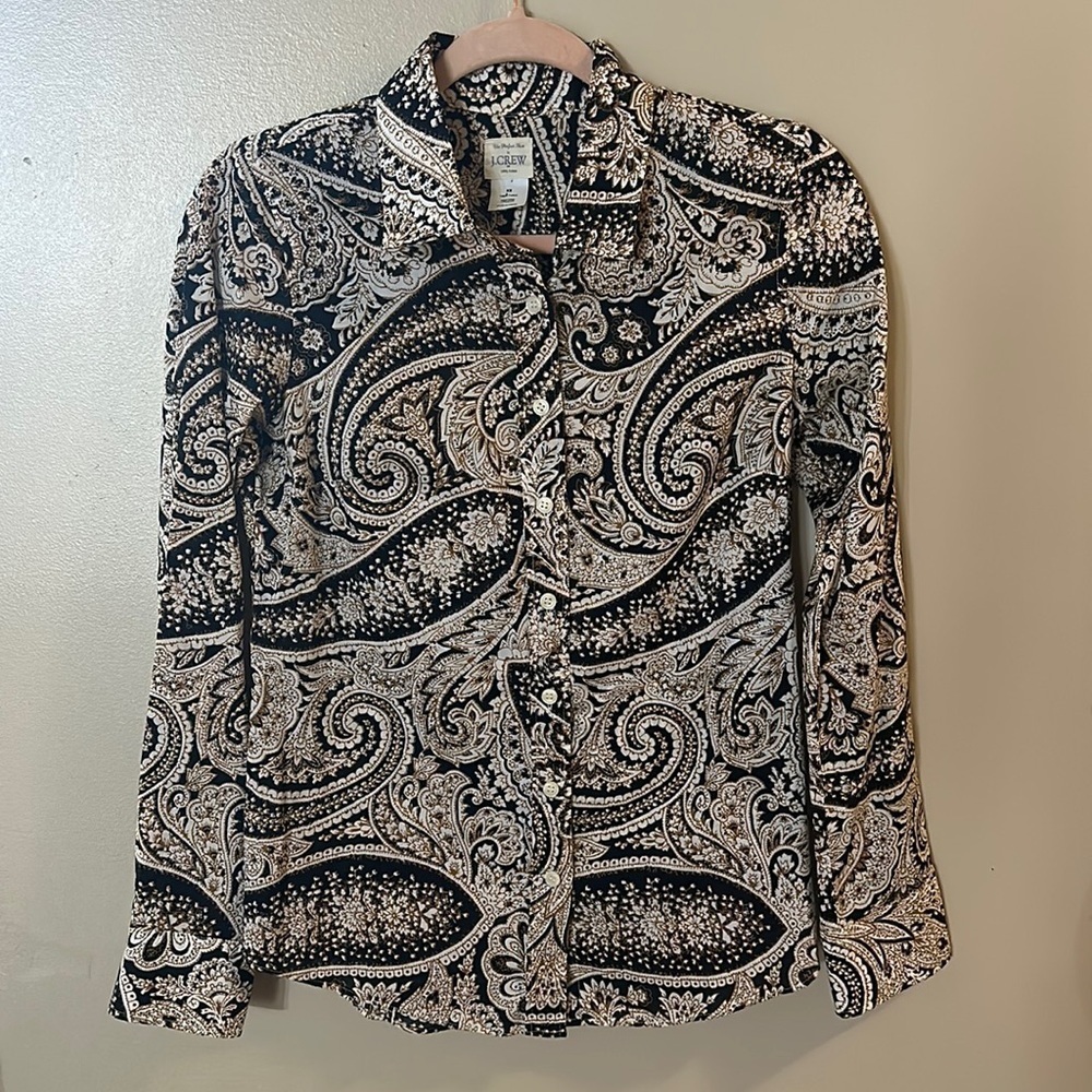 J Crew Perfect Shirt Paisley Print |‎ XS